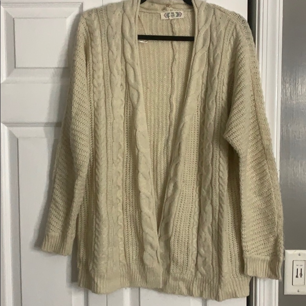 Cream/Beige Open-Front Cardigan
